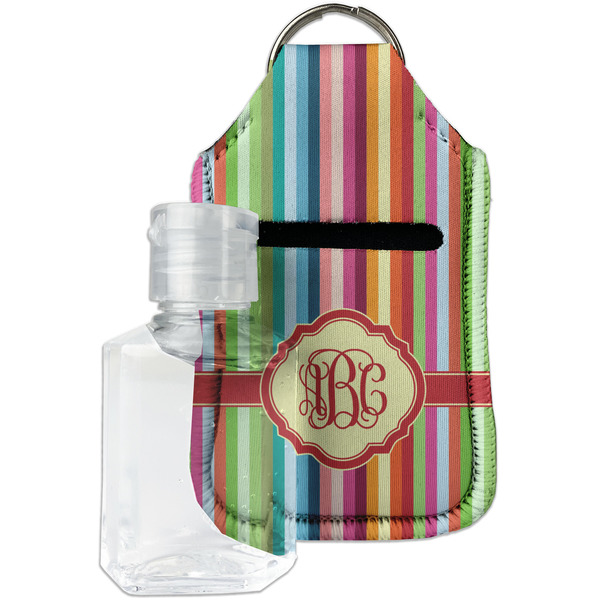Custom Retro Vertical Stripes Hand Sanitizer & Keychain Holder (Personalized)
