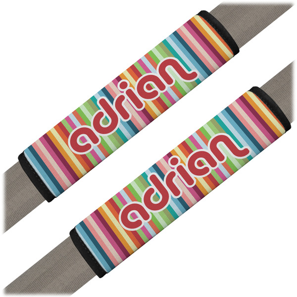 Custom Retro Vertical Stripes Seat Belt Covers (Set of 2) (Personalized)
