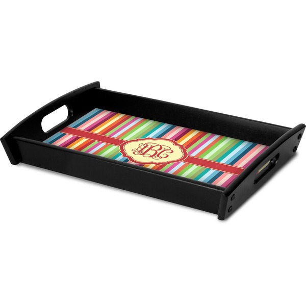 Retro Vertical Stripes Serving Tray Black - Corner