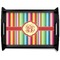 Retro Vertical Stripes Black Wooden Tray - Large (Personalized)