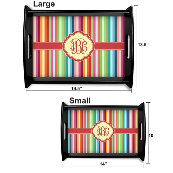 Retro Vertical Stripes Serving Tray Black Sizes
