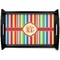 Retro Vertical Stripes Black Wooden Tray - Small (Personalized)