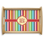 Retro Vertical Stripes Natural Wooden Tray - Small (Personalized)