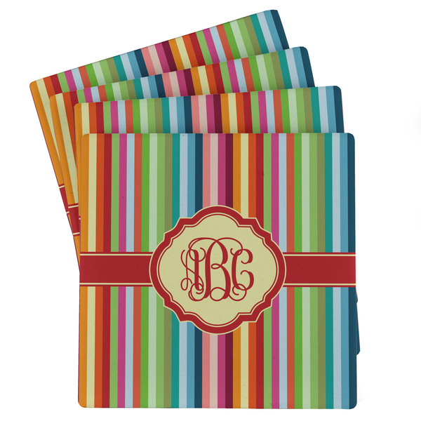 Custom Retro Vertical Stripes Absorbent Stone Coasters - Set of 4 (Personalized)