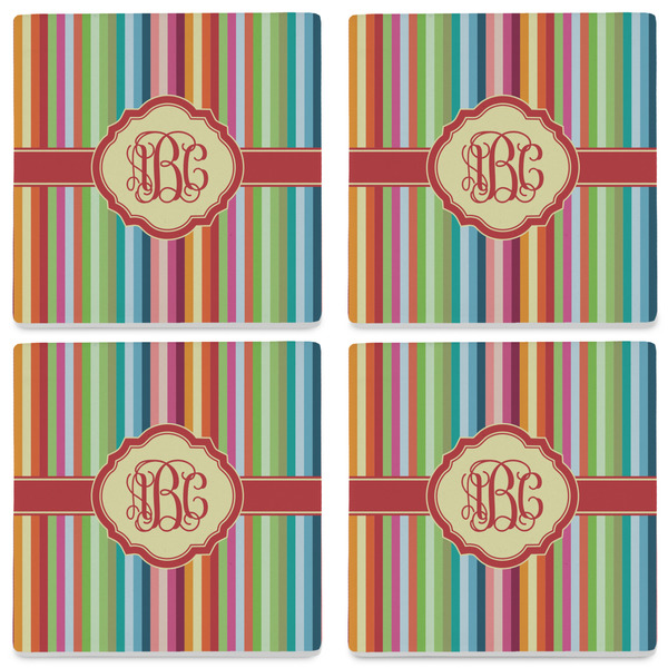 Retro Vertical Stripes Set of 4 Sandstone Coasters - See All 4 View