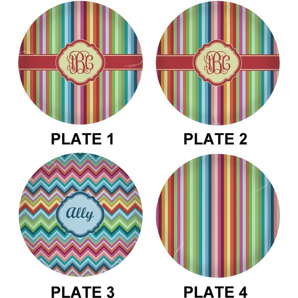 Retro Vertical Stripes Set of Lunch / Dinner Plates (Approval)