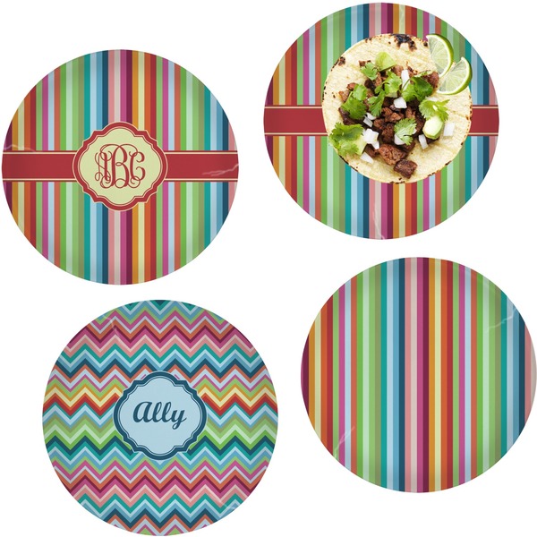 Retro Vertical Stripes Set of Lunch / Dinner Plates