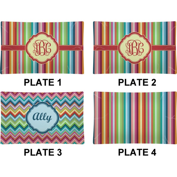 Retro Vertical Stripes Set of Rectangular Dinner Plates (Approval)