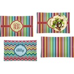 Retro Vertical Stripes Set of 4 Glass Rectangular Lunch / Dinner Plate (Personalized)