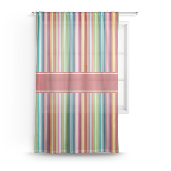 Custom Retro Vertical Stripes Sheer Curtain
