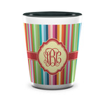 Retro Vertical Stripes Ceramic Shot Glass - 1.5 oz - Two Tone - Set of 4 (Personalized)