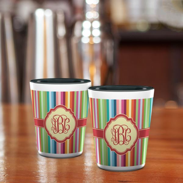 Retro Vertical Stripes Shot Glass - Two Tone - LIFESTYLE