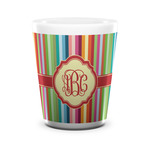 Retro Vertical Stripes Ceramic Shot Glass - 1.5 oz - White - Set of 4 (Personalized)