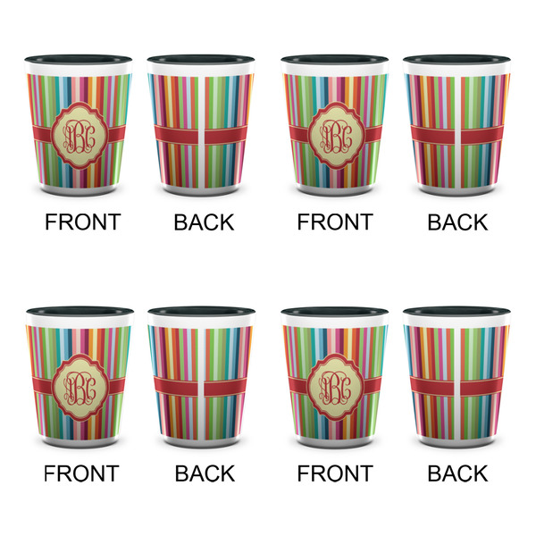 Retro Vertical Stripes Shot Glassess - Two Tone - Set of 4 - APPROVAL