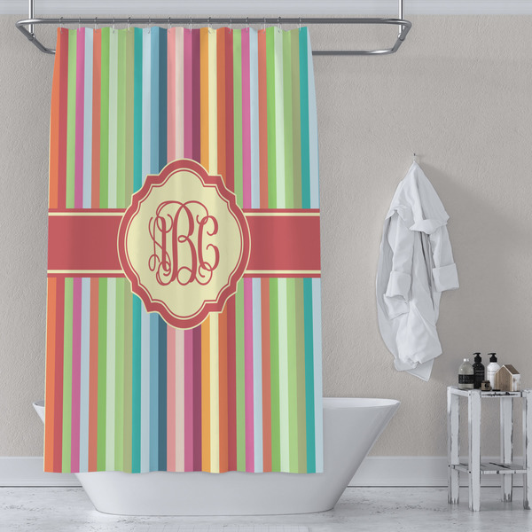 Retro Vertical Stripes Shower Curtain Lifestyle