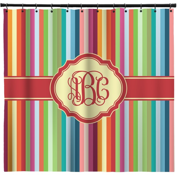 Custom Retro Vertical Stripes Shower Curtain - 71" x 74" (Personalized)