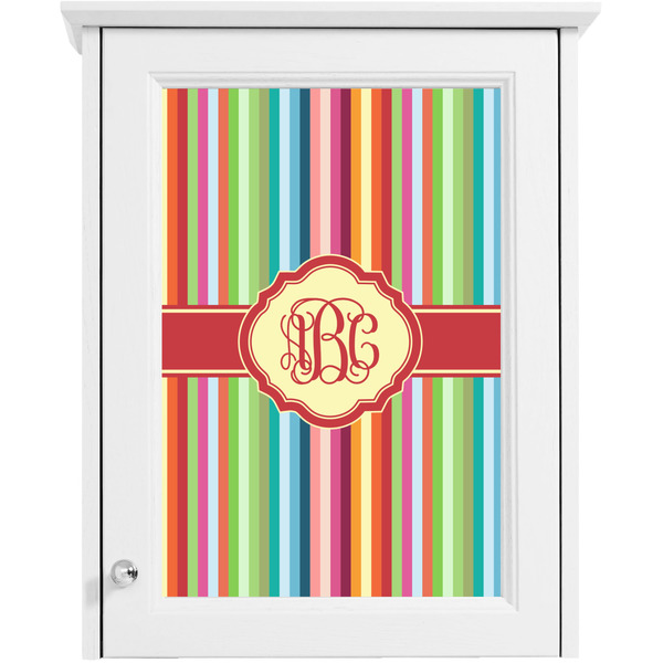 Retro Vertical Stripes Single White Cabinet Decal