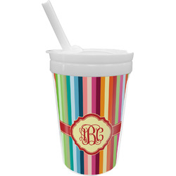 Retro Vertical Stripes Sippy Cup with Straw (Personalized)
