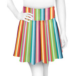 Retro Vertical Stripes Skater Skirt - X Small
