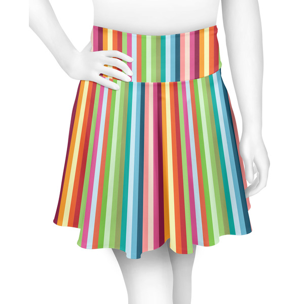 Custom Retro Vertical Stripes Skater Skirt - Small