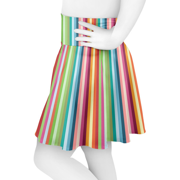 Retro Vertical Stripes Skater Skirt - Side