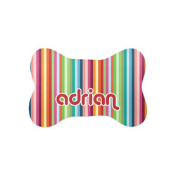 Retro Vertical Stripes Bone Shaped Dog Food Mat (Small) (Personalized)