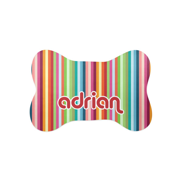 Custom Retro Vertical Stripes Bone Shaped Dog Food Mat (Small) (Personalized)