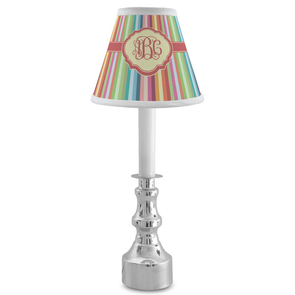 Retro Vertical Stripes Small Chandelier Lamp - LIFESTYLE (on candle stick)