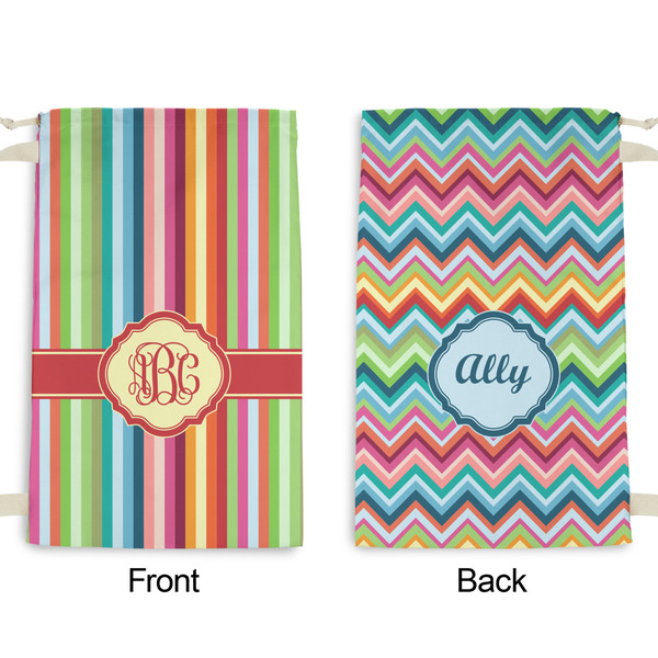 Retro Vertical Stripes Small Laundry Bag - Front & Back View