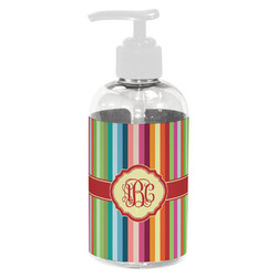 Retro Vertical Stripes Plastic Soap / Lotion Dispenser (8 oz - Small - White) (Personalized)