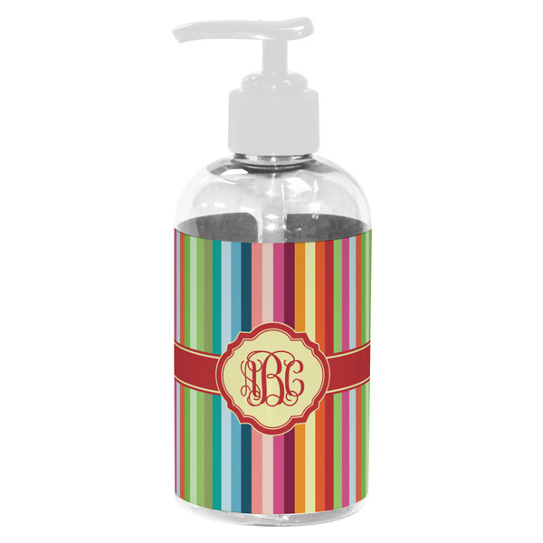 Custom Retro Vertical Stripes Plastic Soap / Lotion Dispenser (8 oz - Small - White) (Personalized)