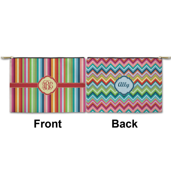 Retro Vertical Stripes Small Zipper Pouch Approval (Front and Back)