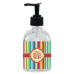 Retro Vertical Stripes Glass Soap & Lotion Bottle - Single Bottle (Personalized)
