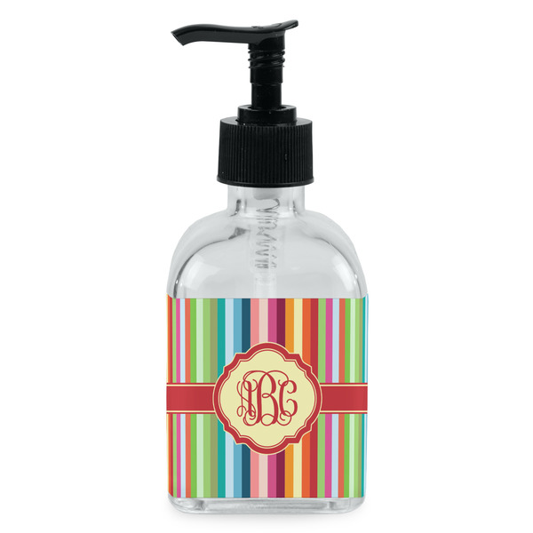 Custom Retro Vertical Stripes Glass Soap & Lotion Bottle - Single Bottle (Personalized)