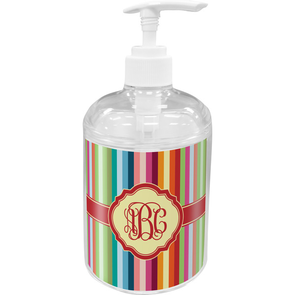 Custom Retro Vertical Stripes Acrylic Soap & Lotion Bottle (Personalized)