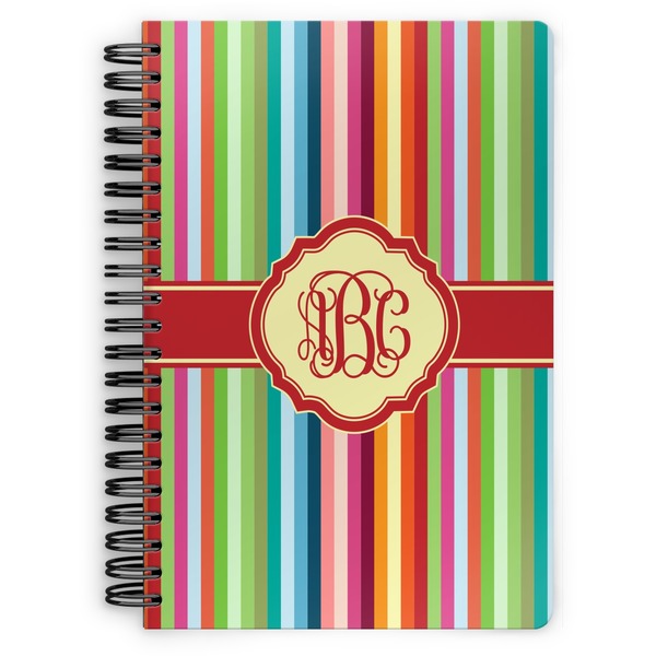 Custom Retro Vertical Stripes Spiral Notebook (Personalized)