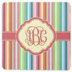 Retro Vertical Stripes Square Rubber Backed Coaster (Personalized)