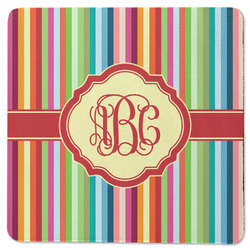 Retro Vertical Stripes Square Rubber Backed Coaster (Personalized)