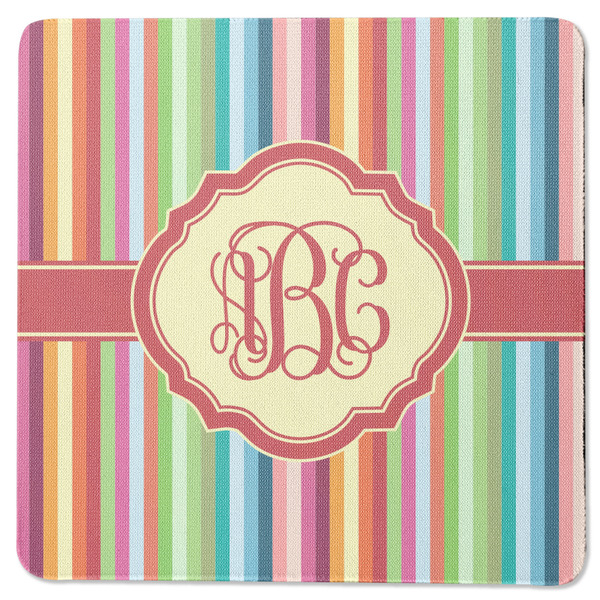 Custom Retro Vertical Stripes Square Rubber Backed Coaster (Personalized)