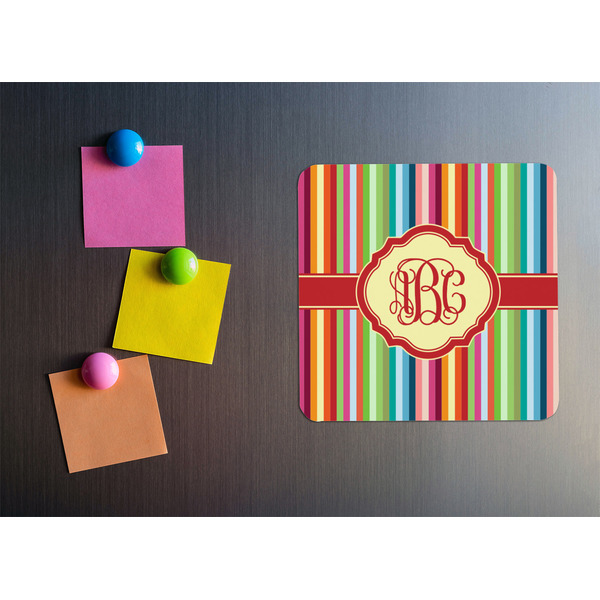 Retro Vertical Stripes Square Fridge Magnet - LIFESTYLE