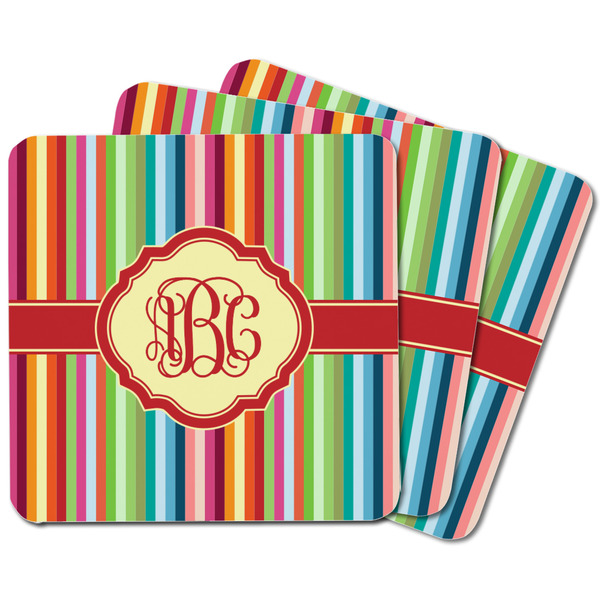 Retro Vertical Stripes Square Fridge Magnet - MAIN