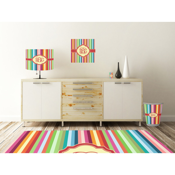 Retro Vertical Stripes Square Wall Decal Wooden Desk