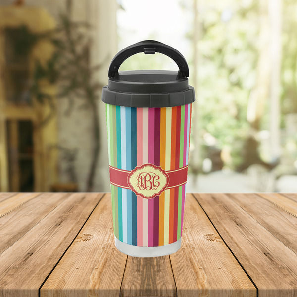 Retro Vertical Stripes Stainless Steel Travel Cup Lifestyle