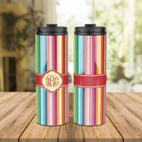 Retro Vertical Stripes Stainless Steel Tumbler - Lifestyle