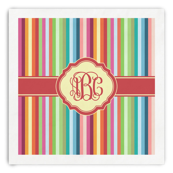 Custom Retro Vertical Stripes Paper Dinner Napkins (Personalized)