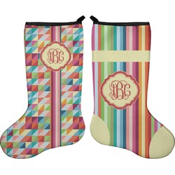 Retro Vertical Stripes Holiday Stocking - Double-Sided - Neoprene (Personalized)