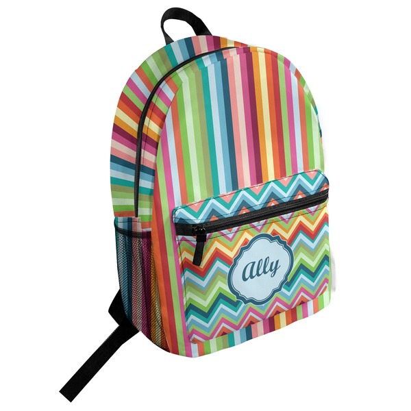 Custom Retro Vertical Stripes Student Backpack (Personalized)