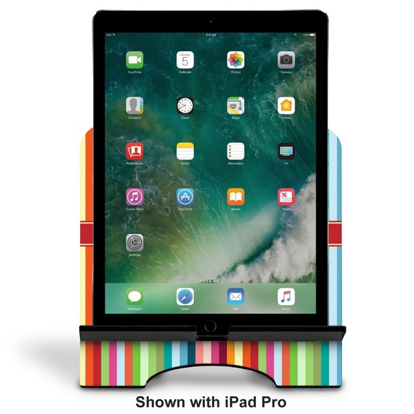 Retro Vertical Stripes Stylized Tablet Stand - Front with ipad