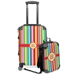 Retro Vertical Stripes Kids 2-Piece Luggage Set - Suitcase & Backpack (Personalized)