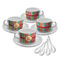 Retro Vertical Stripes Tea Cup - Set of 4